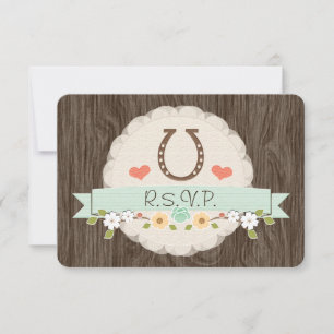 Carte RSVP Western Horseshoe Mint Baby shower