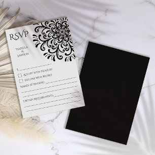 Carte RSVP Whimsical Black and White Flourd