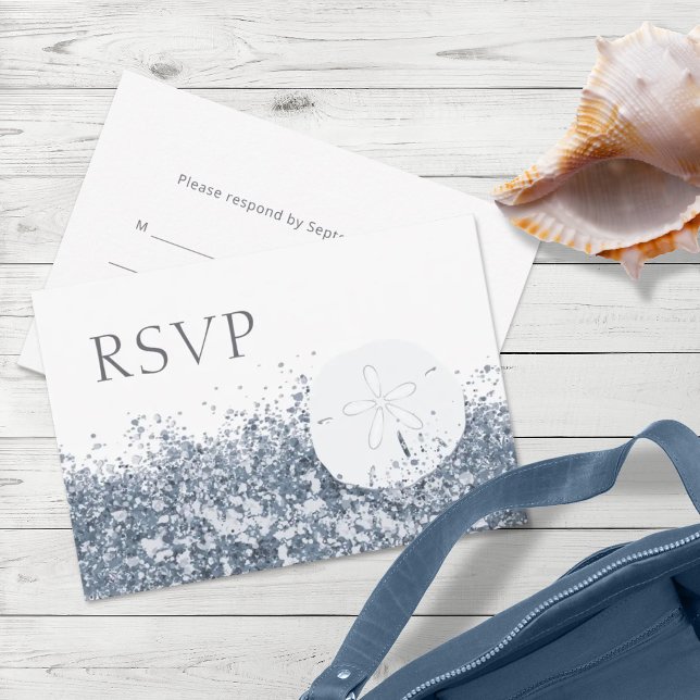 Carte RSVP Whimsical Blue Destination Plage (Créateur téléchargé)