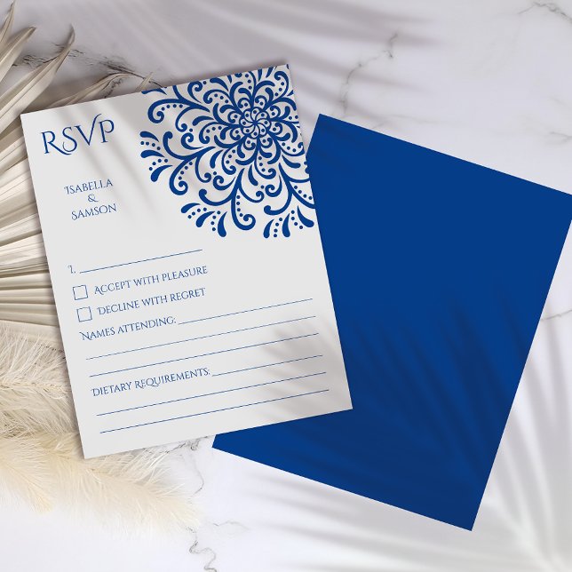 Carte RSVP Whimsical Blue Flourish (Créateur téléchargé)