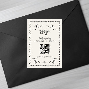 Carte RSVP WhimssVintage Mariage français QR Code