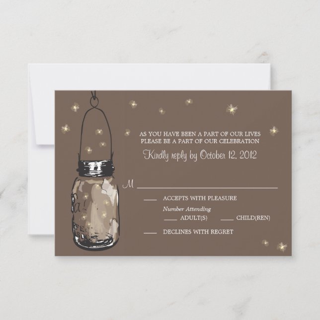Carte RSVP Whimsy Fireflies et Mason Jar (Devant)