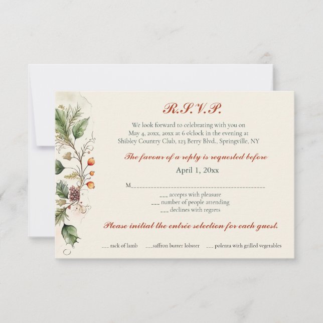 Carte RSVP Wreath Spring Modifiable (Devant)
