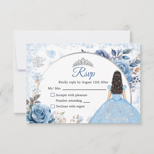 Carte RSVP Xv Anos Blue Magic Christmas Snowflake (Devant)