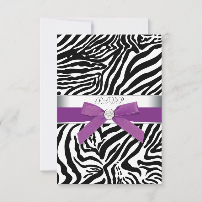 Carte RSVP Zèbre Violet (Devant)
