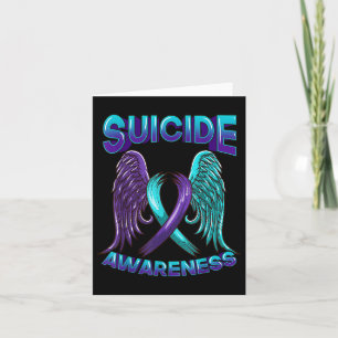 Carte Ruban de sensibilisation au suicide avec ailes Sui