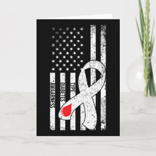 Carte Ruban Drapeau Usa Diabète de Type 1 Sensibilisatio