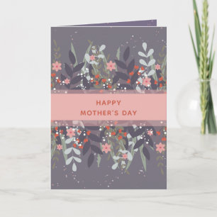 Carte Ruban floral minimaliste rose violet pour la fête