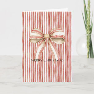 Carte Ruban Noël joli rayures rouges et blanches