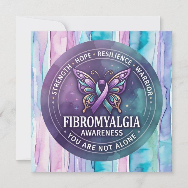 Carte Ruban papillon de sensibilisation à la fibromyalgi (Devant)