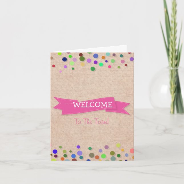 Carte Ruban rose avec À petits pois frontaliers blancs B (Devant)