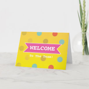 Carte Ruban rose avec des points colorés et une bordure