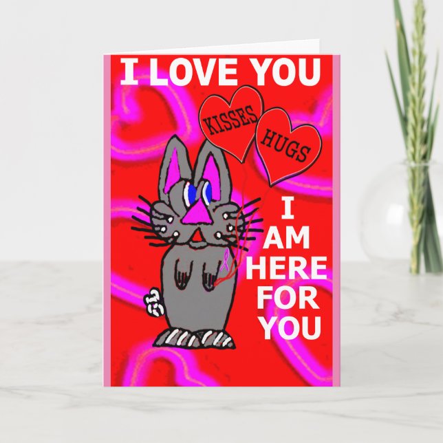 Carte Ruban Rose Cancer du Sein personnalisable I Love Y (Devant)