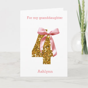 Carte Ruban rose et 4ème anniversaire doré
