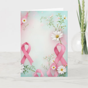 Carte Ruban rose et marguerites Sensibilisation au cance