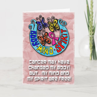 Carte Ruban rose : Papillons Corps Esprit Esprit