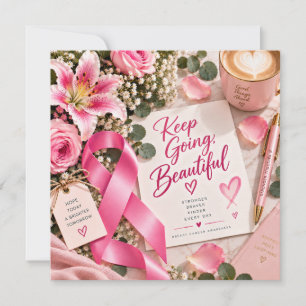 Carte Ruban rose pour la sensibilisation au cancer du se