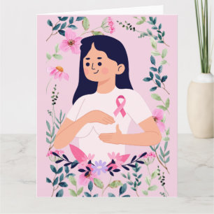 Carte Ruban rose pour la sensibilisation au cancer du se