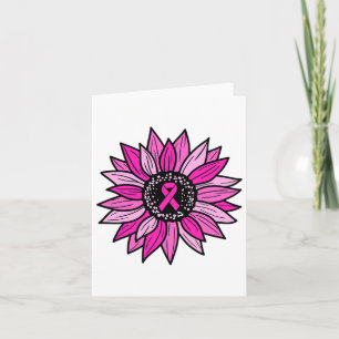 Carte Ruban rose Tournesol Fleur de soleil Sensibilisati