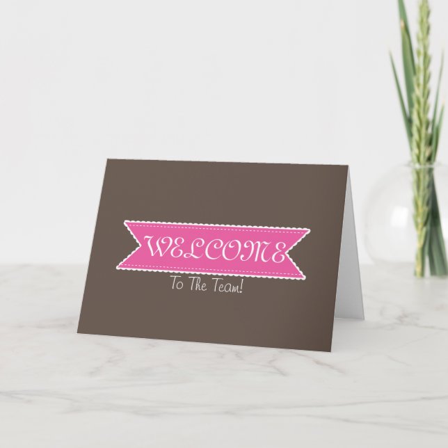 Carte Ruban violet avec bordure blanche Bienvenue (Devant)