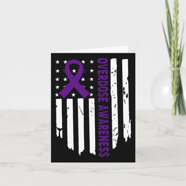 Carte Ruban Violet Fin de l'Overdose Sensibilisation aux (Devant)