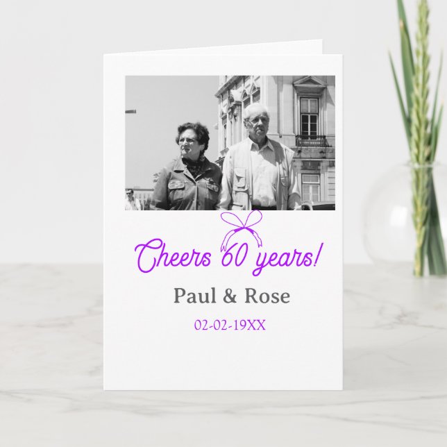 Carte Ruban violet pour les 60 ans d'anniversaire de mar (Devant)