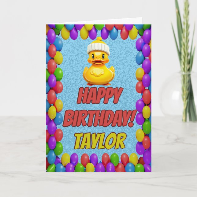 Carte Rubber Duck Salutation personnalisée Fun Anniversa (Devant)