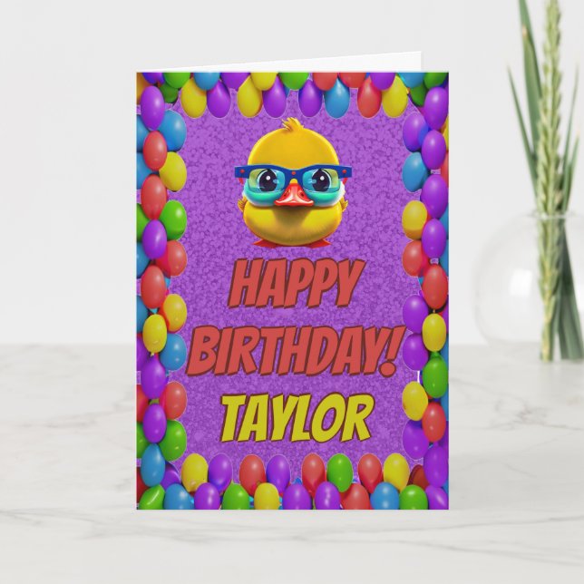 Carte Rubber Duck Salutation personnalisée Fun Anniversa (Devant)