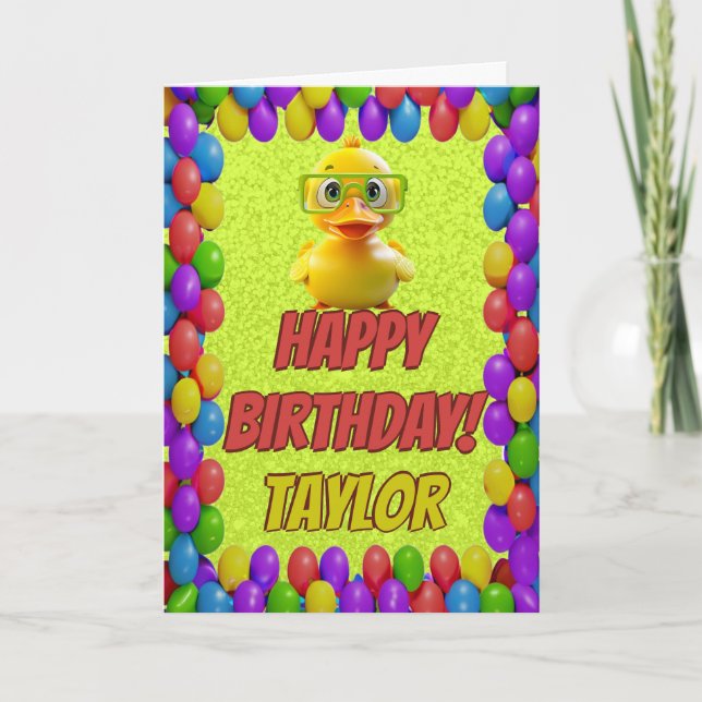 Carte Rubber Duck Salutation personnalisée Fun Anniversa (Devant)