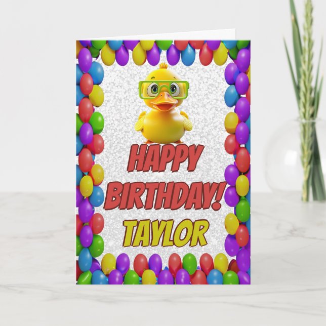 Carte Rubber Duck Salutation personnalisée Fun Anniversa (Devant)