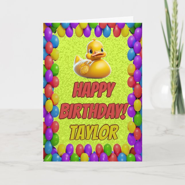 Carte Rubber Duck Salutation personnalisée Fun Anniversa (Devant)