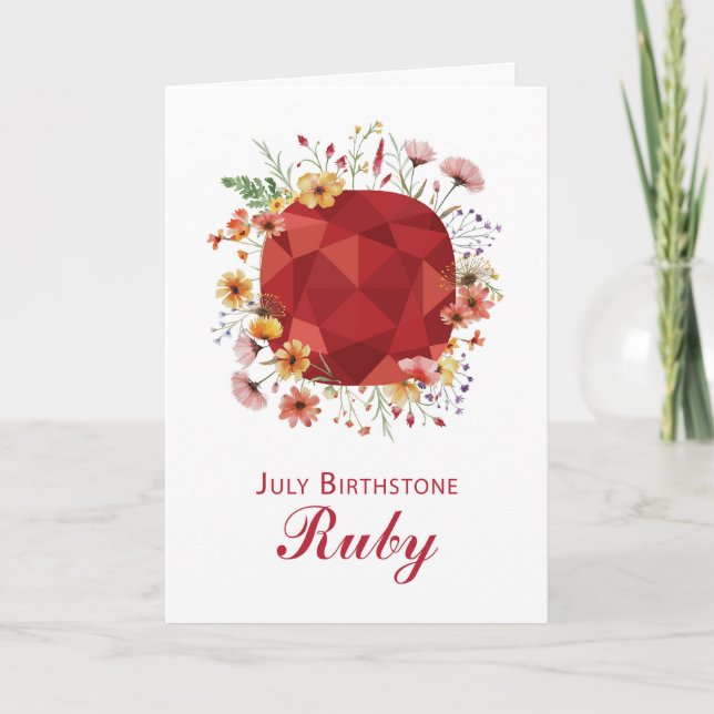 Carte Rubis Pierre de Naissance de Juillet Anniversaire  (Devant)