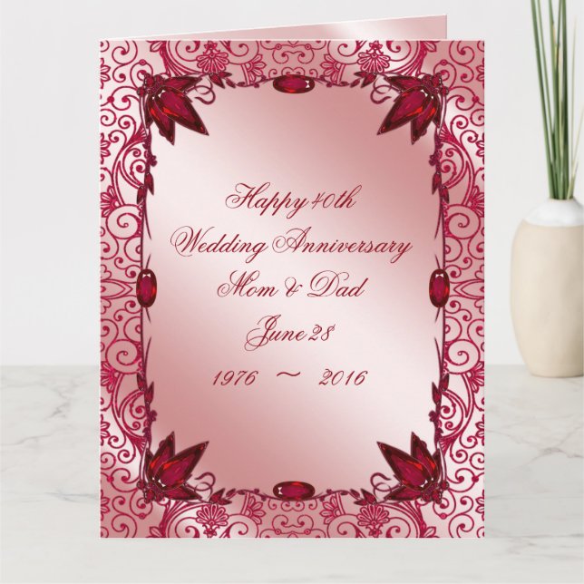 Carte Ruby 40e anniversaire de Mariage 8,5x11 (Devant)
