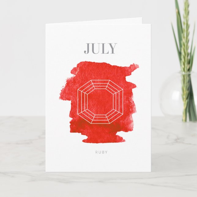 Carte Ruby Birthstone Juillet Anniversaire (Devant)