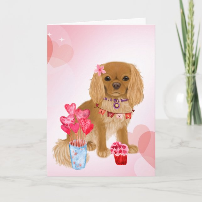 Carte Ruby Cavalier King Charles Spaniel Valentine (Devant)