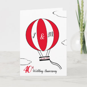 Carte Ruby Red 40e anniversaire mariage montgolfière