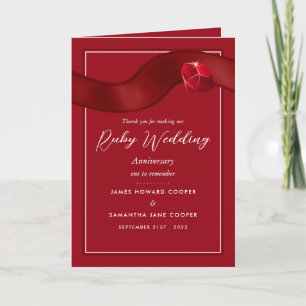 Carte Ruby Ribbon, 40 ans Mariage Anniversaire Merci