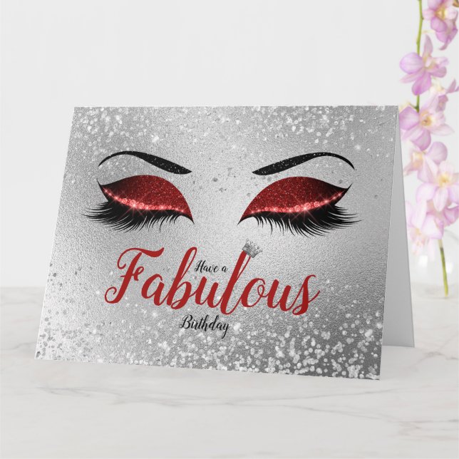 Carte Ruby Rouge Fabrique Parties scintillant Yeux Grand (Orchidée)