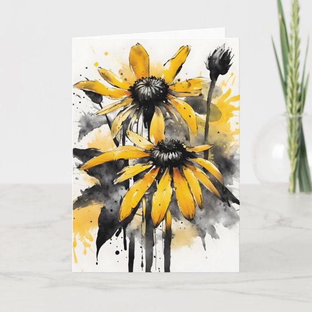 Carte Rudbeckia - Fleurs aquarelle (Devant)