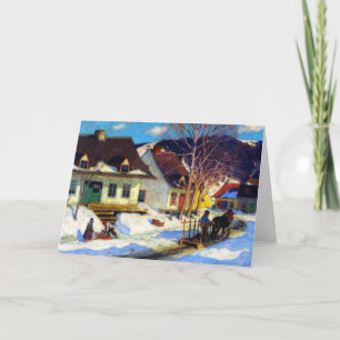 Carte Rue du village de Québec, hiver Clarence Gagnon