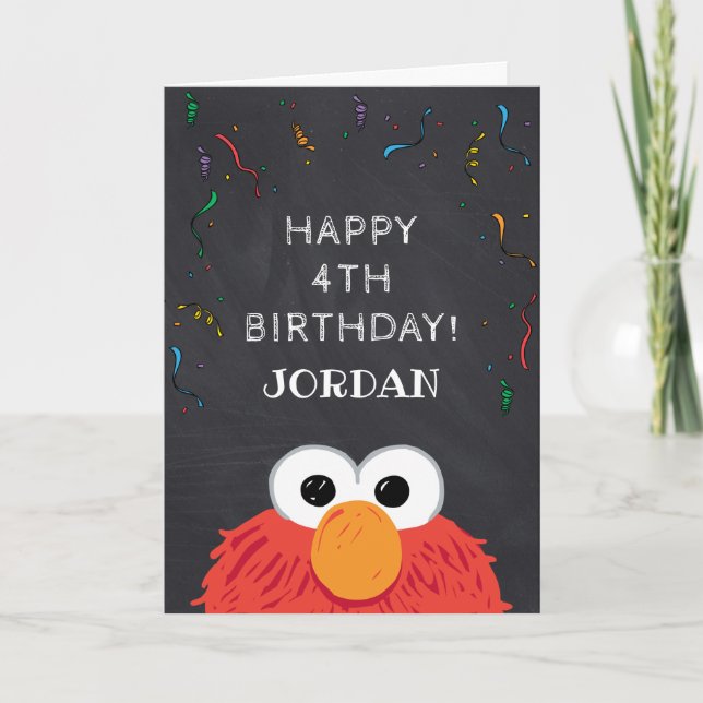 Carte Rue Sésame | Tableau d'anniversaire d'Elmo (Devant)