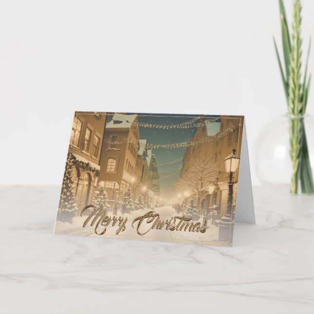 Carte Rues de Noël enneigées dans un centre-ville (Devant)