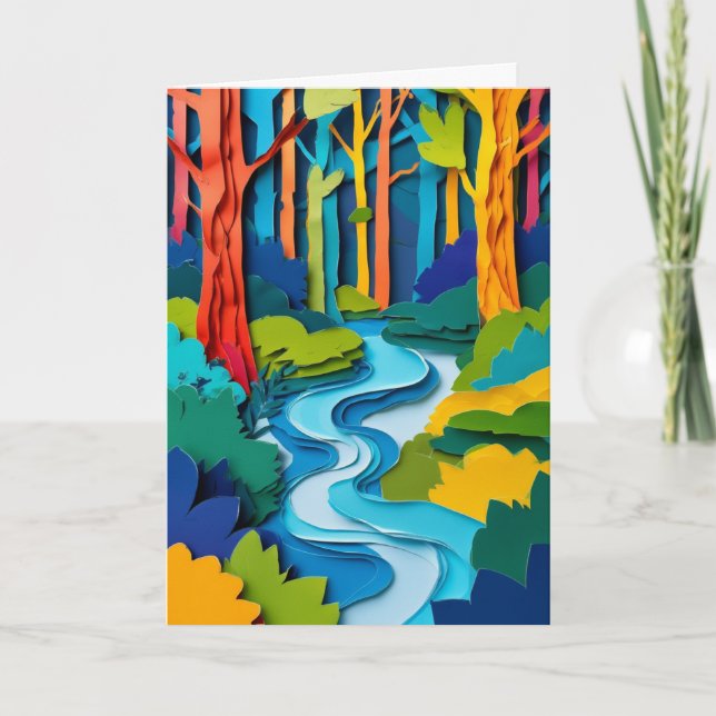 Carte Ruisseau de forêt vibrant dévalant (Devant)
