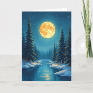 Carte Ruisseau hivernal éclairé par la lune