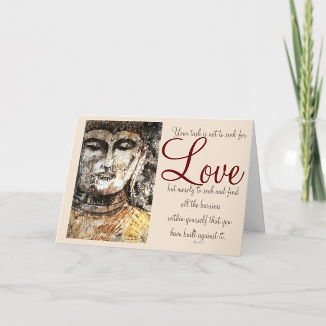 Carte Rumi Love Citation Bouddha Art Grey Card (Devant)