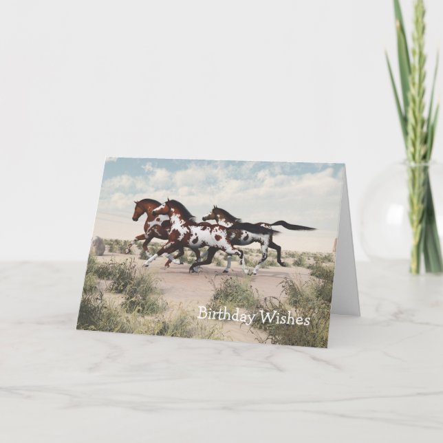 Carte Run Like the Wind - Galloping Horses Birthday Card (Devant)