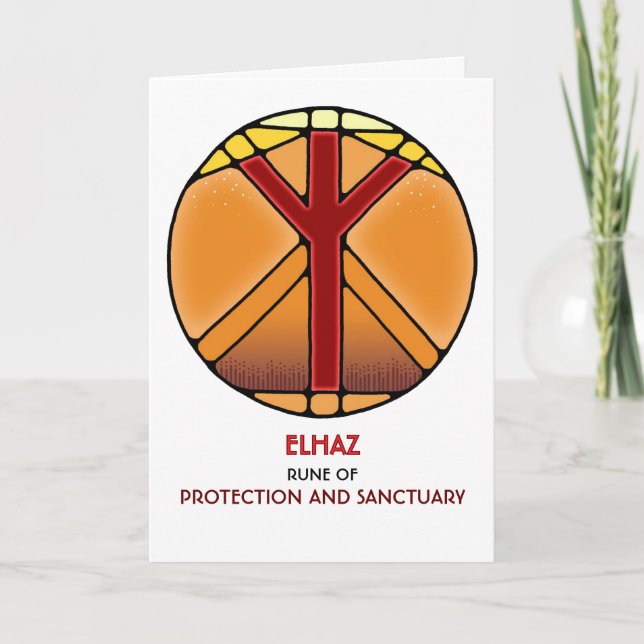 Carte Rune Elhaz - Protection & Sanctuaire - Art Nouveau (Devant)