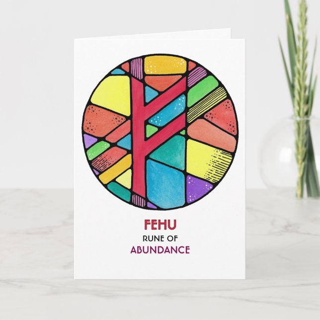 Carte Rune Fehu - Abondance - Art Nouveau (Devant)