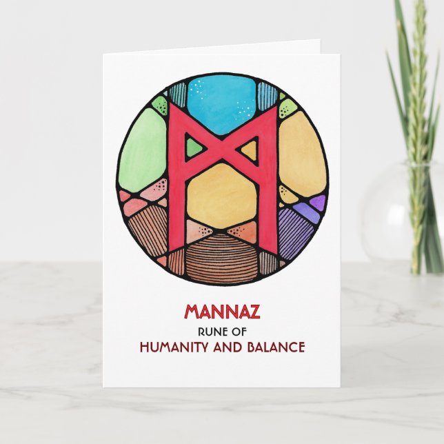 Carte Rune Mannaz - Humanité et Équilibre - Art nouveau (Devant)