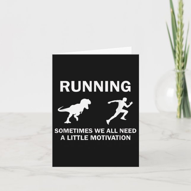 Carte Running Motivation Raptor Chase Funny Dinosaur  (Devant)